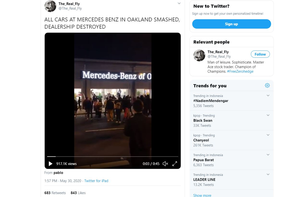 Imbas Kematian George Floyd, Dealer Mercedes-Benz Dirusak Massa